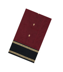 Maroon Handloom Silk Cotton Saree With Buttas & Contrast Border-SC4433