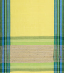 Yellow Handwoven Bengal Cotton Saree With Green Border-BG1497