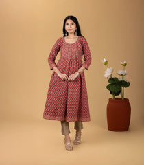Printed Crimson Kurta-KR0857