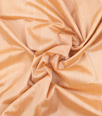 Light Peach Handloom Korvai Silk Cotton Saree With Checks & Contrast Border-SC3872