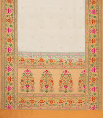 Cream Handloom Banarasi Silk Saree With Meenakari Border-BE1758