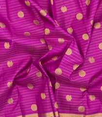 Pink Handloom Kanchipuram Silk Saree With Stripes & Buttas-KA15260