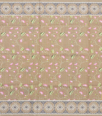 Sandal Printed Synthetic Tussar Silk Saree With Checks-BL6065