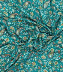 Turquoise Printed Synthetic Dola Silk Saree With Zari Border-BL5721