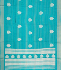 Turquoise Printed Synthetic Dola Silk Saree With Zari Stripes & Border-SY0386