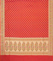Dark Peach Handloom Banarasi Silk Saree With Zari Kanchipuram Butta Silk Sarees & Meena Border-BE1908