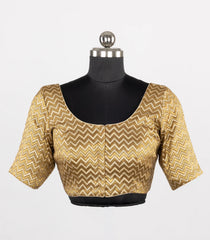 Gold Blended Tissue Readymade Saree Blouse with Chevron Motifs-RB5278