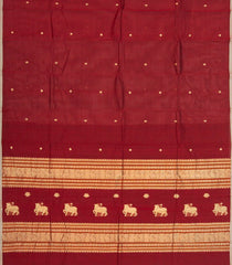 Crimson Handloom Kanchi Cotton Saree With Zari Buttas-KC1553