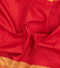 Red Handloom Kanchipuram Silk Saree With Zari Stripes-KA16066