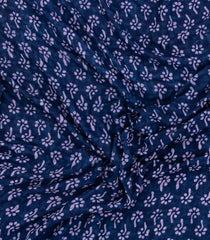 Indigo Printed Jaipur Cotton Saree With Floral Motifs-JC1454