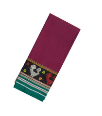 Magenta Woven Cotton Saree With Kasuti Hand Embroidered Border & Pallu-EN1763
