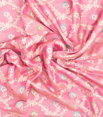 Peach Handloom Banarasi Silk Saree With Meena Floral Zari Motifs-BE1929