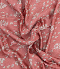 Peach Printed Tussar Silk Saree With Floral Motifs-TU3638