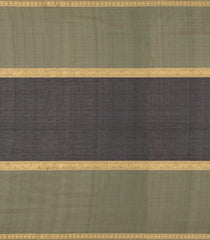 Dark Grey Handloom Silk Cotton Saree With Checks & Buttas-SC4557