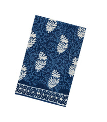 Indigo Woven Jaipur Cotton Saree With Printed Floral Motifs-JC1417
