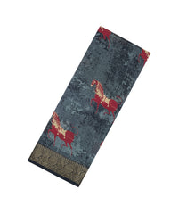 Black Printed Chanderi Cotton Saree With Zari Border-CC1679