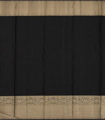 Black Handloom Kanchipuram Silk Saree With Chevron Motifs-KA13643
