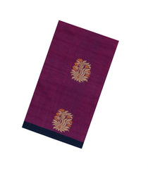 Magenta Handloom Village Cotton Saree With Buttas-VC1637