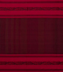 Black Handloom Bengal Cotton Saree With Floral Crimson Border-BG1545