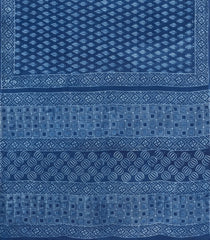 Indigo Printed Jaipur Cotton Saree With Contrast Border-JC1829