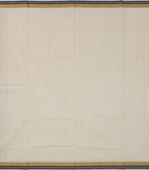 Off White Handloom Kerala Cotton Saree With Navy Blue Border-KEC1054