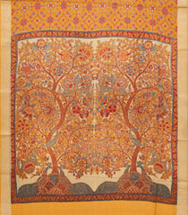 Mustard Woven Pure Silk Saree With Pashmina Printed Floral Motifs-PS0606