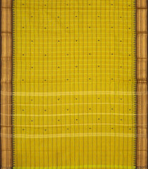Oil Mustard Woven Chettinad Cotton Saree With Checks & Buttas-CN1788