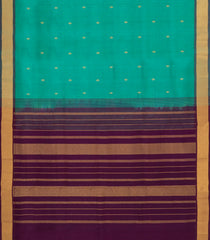 Sea Green Handloom Silk Cotton Saree With Buttas & Contrast Border-SC4499
