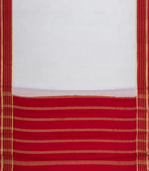 White Woven Mysore Silk Saree With Contrast Zari Border-MS3784