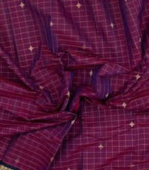 Magenta Handloom Kanchi Cotton Saree With Zari Checks-KC1844