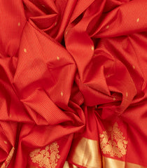 Red Handloom Kanchipuram Silk Saree With Zari Stripes & Buttas-KA16805