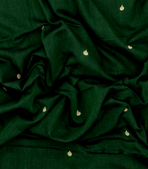 Dark Green Handloom Bengal Cotton Saree With Dia Buttas-BG1570