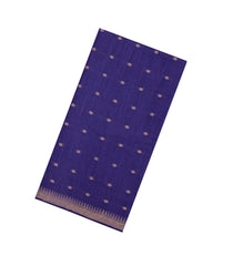 Violet Woven Tussar Silk Saree With Floral Motifs & Contrast Border-TU3548