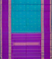 Cyan Handloom Kanchipuram Silk Saree With Jasmine Bud Buttas-KA13467