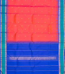 Orange Handloom Korvai Kanchipuram Silk Saree With Buttas & Temple Border-KA12540