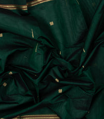Bottle Green Handloom Silk Cotton Saree With Annam Buttas-SC3950