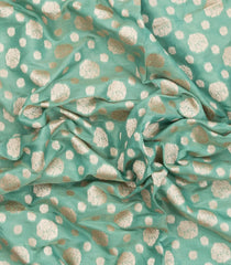 Aquamarine Handloom Banarasi Silk Saree With Floral Motifs-BE1904