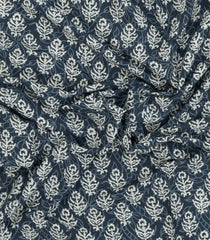 Dark Grey Printed Jaipur Cotton Saree With Floral Motifs-JC1624
