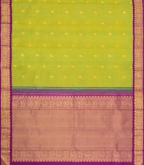 Neon Green Handloom Korvai Kanchipuram Silk Saree With Stripes-KA15914