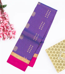 Purple Silk Saree With Zari Checks & Annam Buttas