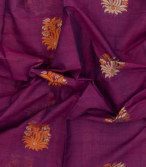 Magenta Handloom Village Cotton Saree With Buttas-VC1637