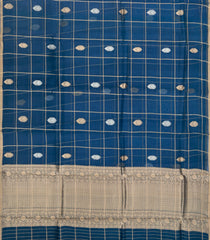 Indigo Woven Pure Organza Silk Saree With Zari Checks & Buttas-KS1087
