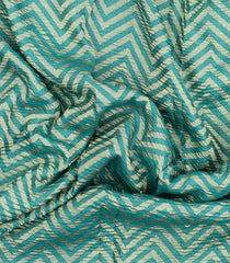Turquoise Woven Mysore Silk Saree With Chevron Stripes-MS3534
