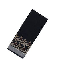 Black Printed Synthetics Linen Saree With Floral Motifs-BL5235