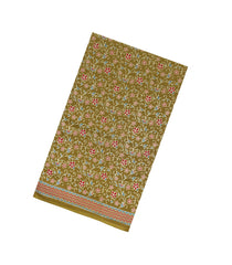Olive Green Printed Jaipur Cotton Saree With Floral Motifs-JC1868