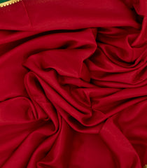 Crimson Woven Mysore Crepe 9 Yards Silk Saree With Contrast Border-MS3199