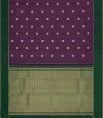 Dark Purple Handloom Kanchipuram Silk Saree With Stripes & Buttas-KA15516