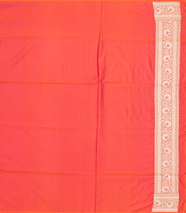 Red Handloom Banarasi Silk Saree With Floral Motifs-BE1434