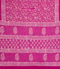 Hot Pink Printed Jaipur Cotton Saree With Tribal Motifs-JC1501