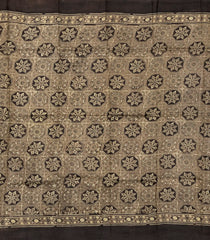 Black Woven Pure Silk Saree With Ajrakh Print-TU3210